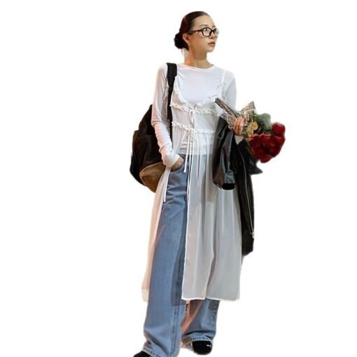 Vapetix Universal code-Universal code  Korean chic black ear sling dress summer new niche design perspective layered long skirt - Pilt 7