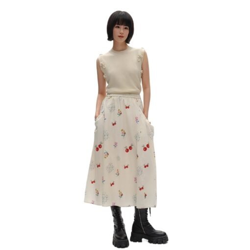 Vapetix S-L  Spring and Summer 2025 New Style Elegant Cherry Print Side Pocket A- line Women Skirt Umbrella Skir - Pilt 7