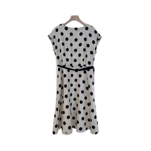 Vapetix S recommended weight 90-108斤-XL Recommended Weight 129-138 Jin  IC Xiaohuo 100% Linen Liquid Ammonia Round Dot Dress 2025 Summer New Model Twill Knee-Mid Length Sk - Pilt 9