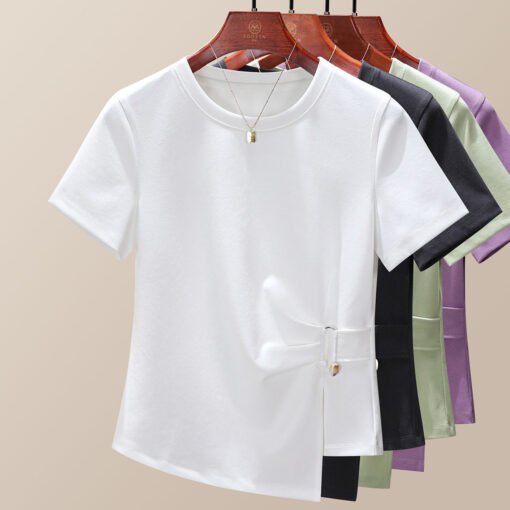 Vapetix M-XXXL  Irregular Short Sleeve T-shirt for Women - Summer 2025 New Trendy Top - Youthful, Fashionable, Slim - Pilt 7