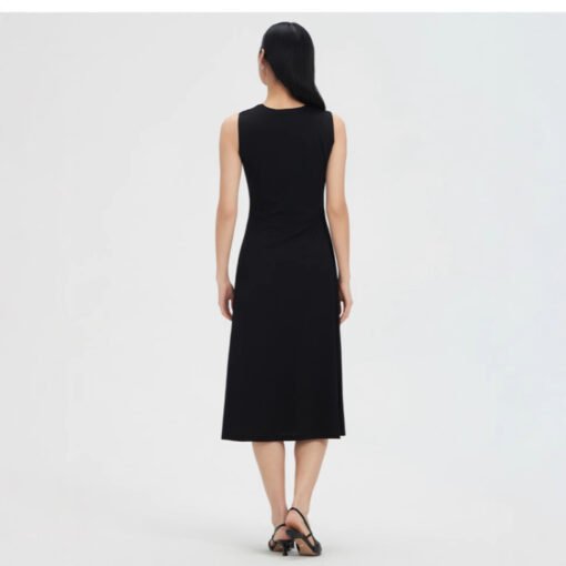 Vapetix S recommended weight 40-49 kilograms-XL recommended weight 119-128 pounds  Th sleeveless round neck dress 2025 summer, new Taikoo Li CEO's black cocktail dress with pleats, f - Billede 7