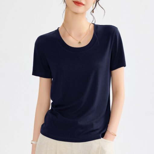 Vapetix M-XXXL  Tencel Lyocell Short-Sleeve U-Neck 2025 Mask T-Shirt Stylish Casual Elastic Quick-Dry Summer Top fo - Pilt 8