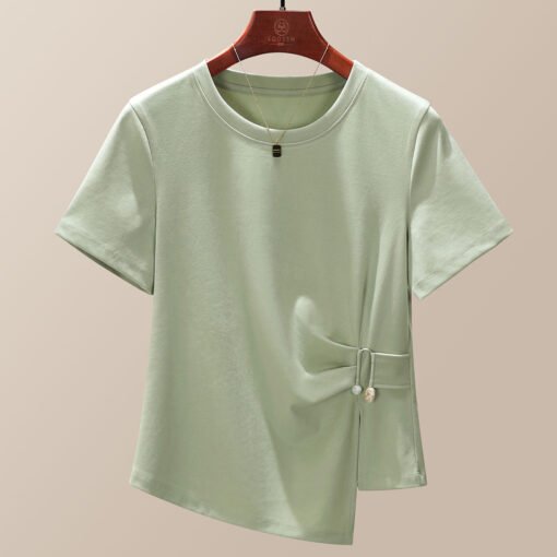 Vapetix M-XXXL  Irregular Short Sleeve T-shirt for Women - Summer 2025 New Trendy Top - Youthful, Fashionable, Slim - Pilt 8