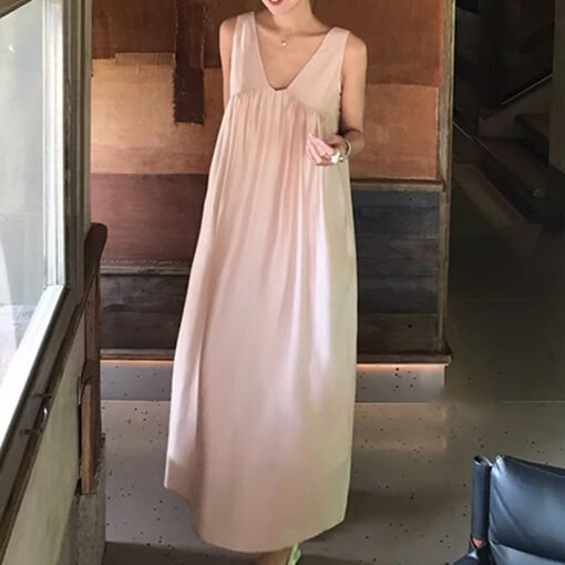 Vapetix S-M  EAR R Tiansi texture v-neck comfortable loose silhouette sleeveless vest long vacation commuter ver - Obrázek 4