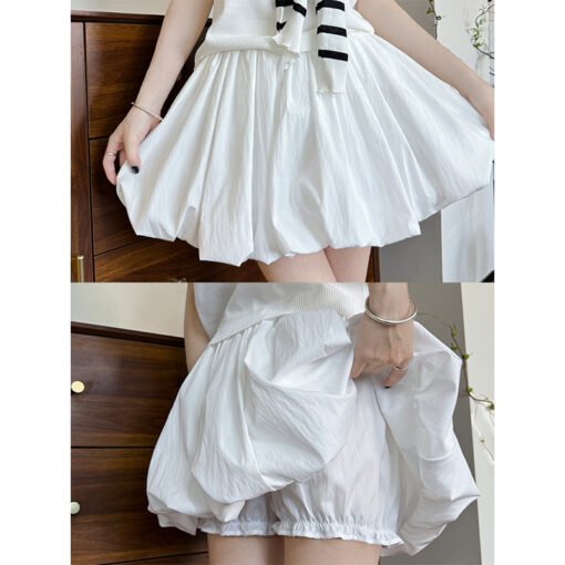 Vapetix S-XL  White Flower Bud Skirt Pants Women's Summer 2025 New High Waist Dipped A- Line Short Skirt Small Pu - 图片 9
