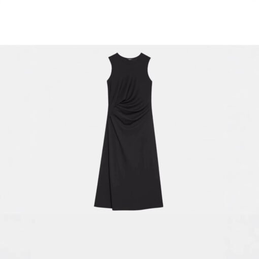 Vapetix S recommended weight 40-49 kilograms-XL recommended weight 119-128 pounds  Th sleeveless round neck dress 2025 summer, new Taikoo Li CEO's black cocktail dress with pleats, f - Billede 8