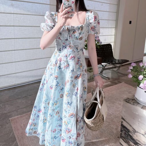 Vapetix S-XL  P.tre "Sri Lankan Mermaid" Pure linen slim classic French dress with temperament and waist-tighteni – Bild 9