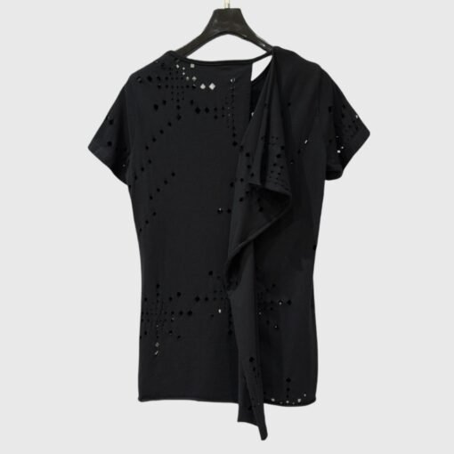 Vapetix S-L  SUBHUMAN Women's | New Hollow-out Crochet Slimming Top Women's Back Unique Splicing Design T-shirt - obrazek 8