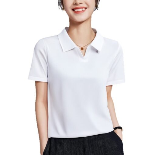 Vapetix M-XXXL  Women's 2025 New Summer T-Shirt with Polo Collar, Regular Shoulder, Slimming Top, High-End and Refi - Pilt 6