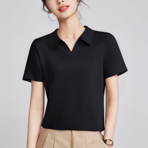 Vapetix M-XXXL  Women's 2025 New Summer T-Shirt with Polo Collar, Regular Shoulder, Slimming Top, High-End and Refi - Pilt 7