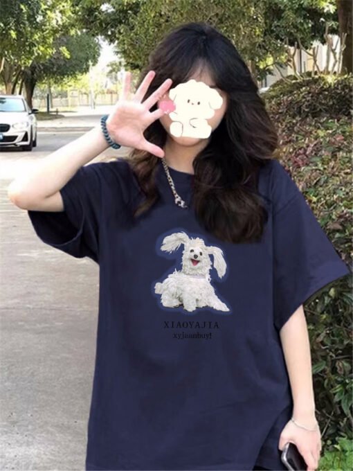 Vapetix M-2XL  Summer T-shirt Women's Short-sleeved Grey Summer Pure Cotton American Style Retro Half-sleeved 2025 – Bild 3
