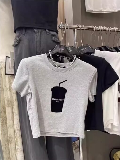 Vapetix S-2XL  Official figure cotton 40 220g (92% cotton 8% spandex) shoulder short sleeve T-shirt women's printi - 图片 4