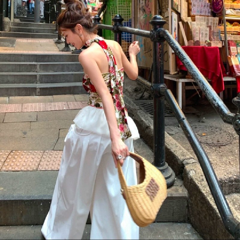 Vapetix Free Size-Free Size Flower Holiday Song/Floral Ruffle Sexy Top Summer Slimming Flowery Top – Bild 7