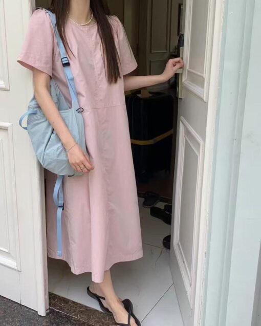 Vapetix Universal code-Universal code  Korean simple and versatile commuter round neck summer cool loose short-sleeved dress - Obrázek 7