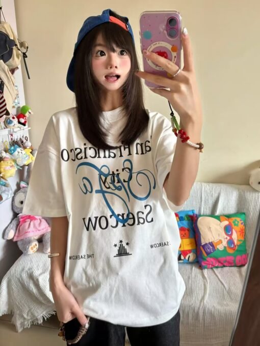 Vapetix M-2XL  [Live Quality 21 220g Combed Tight 100 Cotton Back Bag Collar Short Sleeve T-Shirt] Letter Printed – Bild 4