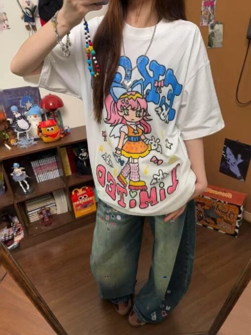 Vapetix S-2XL  High-quality 100% cotton, 200g combed and compact, loose fit women's short-sleeved T-shirt with pre - Kuva 5