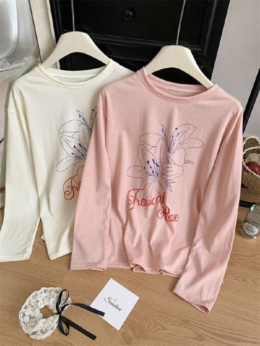 Vapetix Free Size-Free Size  Summer new versatile casual sunscreen top thin floral letter print lazy long-sleeved overshirt - Afbeelding 4