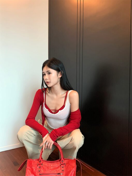 Vapetix Free Size-Free Size  Photographed~Alluring Slimming Knit Cardigan Set for Women Pure Desire Seductive Bralette Three-Pie - Afbeelding 8