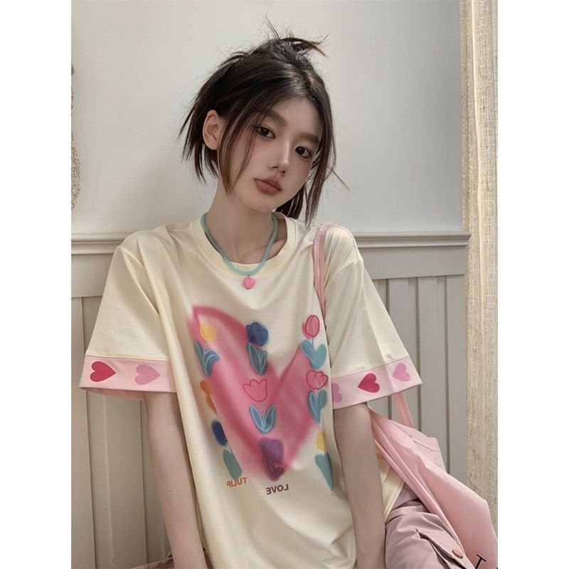 Vapetix S-XL Official image + original design printed short-sleeve tie-dye floral T-shirt for women, summer loos – Bild 6