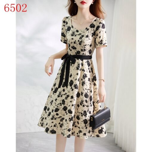 Vapetix S-2XL  Floral dress for women in summer new design niche waist slimming retro short-sleeved skirt - Pilt 7