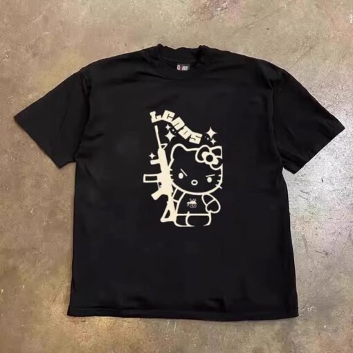 Vapetix S-3XL  [Tmall/recommend] heavy 230g double yarn cotton combed tight cat letter printed short sleeve T-shir – Bild 3