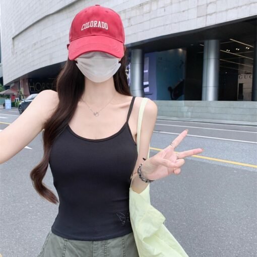 Vapetix Free Size-Free Size  Summer Back Butterfly Hollow Out Mini Tank Top Women's Underwear Outerwear Fitted Slimming With Bra - Afbeelding 7