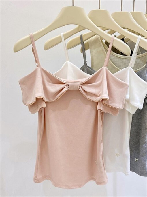 Vapetix S-XL  1*1 Modal French Pink Off-shoulder Short Top Women's 2025 Summer New Short-sleeved T-shirt Design S – Bild 4