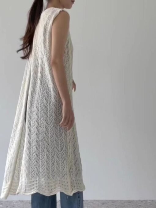 Vapetix Universal code-Universal code  Casual and simple air-conditioning, long gown, slit, knitted hollow dress, summer layered atmospher - Pilt 9