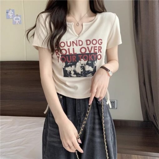 Vapetix S-XL  Official picture original version drawstring print straight shoulder short sleeve t-shirt women's b – Bild 5