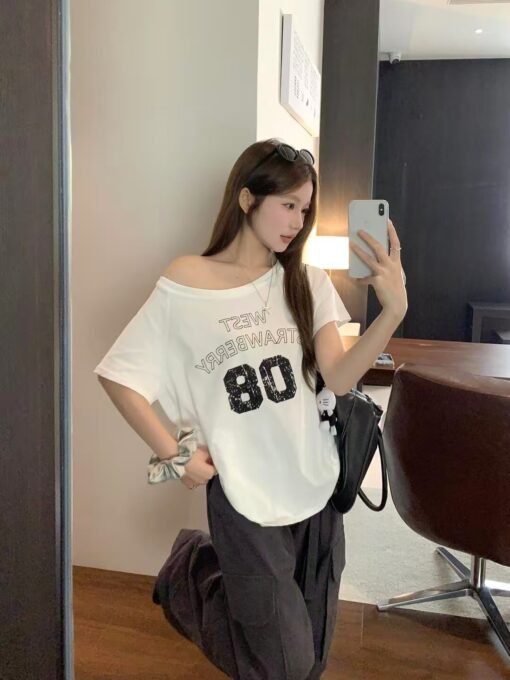 Vapetix S-XL  Live quality [40 Odair 92% cotton 8% spandex 220g oblique shoulder open shoulder T-shirt] digital p – Bild 3