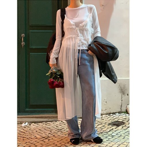 Vapetix Universal code-Universal code  Korean chic black ear sling dress summer new niche design perspective layered long skirt - Pilt 9