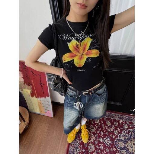 Vapetix S-2XL  Official figure cotton 40 220g (92% cotton 8% spandex) shoulder short sleeve T-shirt women's printi - Pilt 4