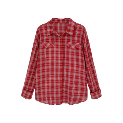 Vapetix S-L  Photographed High-Grade Red Striped Loose Long-Sleeve Women's Spring and Summer Outerwear for Layer - Obrázek 8