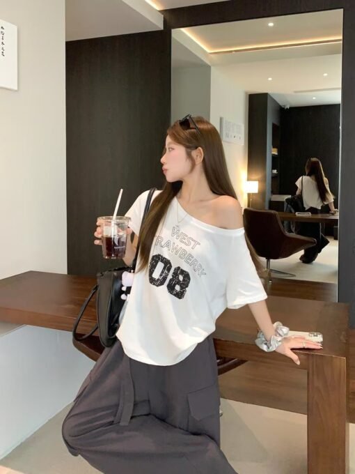 Vapetix S-XL  Live quality [40 Odair 92% cotton 8% spandex 220g oblique shoulder open shoulder T-shirt] digital p – Bild 4