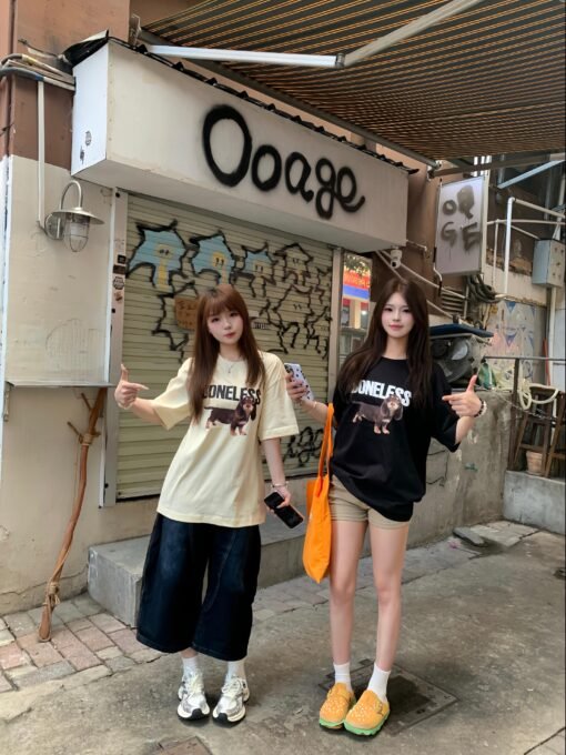Vapetix M-2XL  Cotton 220g [combed tightly] summer new loose printed short sleeve T-shirt women's top - Imagen 3