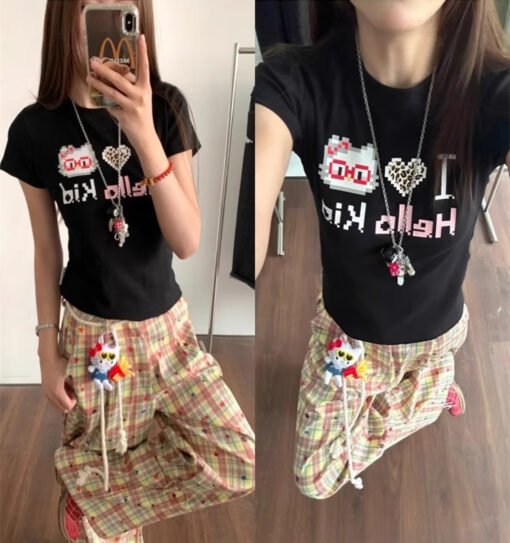Vapetix S-2XL  Official figure cotton 40 220g (92% cotton 8% spandex) shoulder short sleeve T-shirt women's printi - Imagen 4