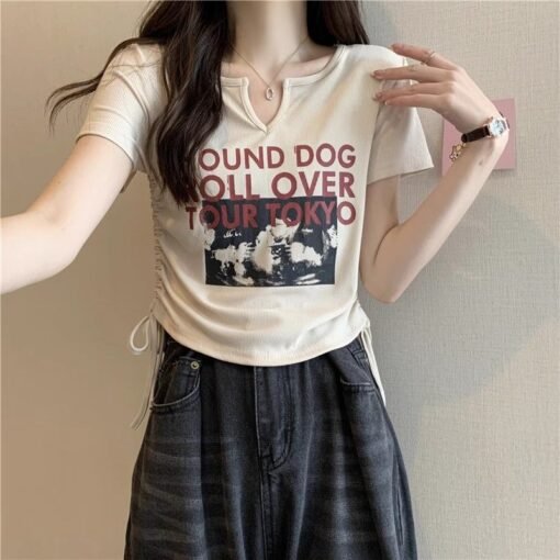 Vapetix S-XL  Official picture original version drawstring print straight shoulder short sleeve t-shirt women's b – Bild 6