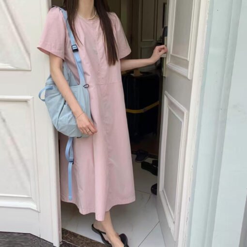 Vapetix Universal code-Universal code  Korean simple and versatile commuter round neck summer cool loose short-sleeved dress - Obrázek 9