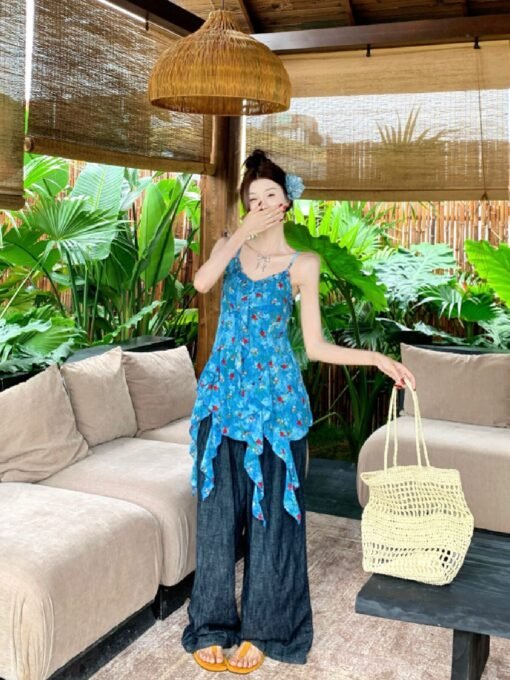 Vapetix S-XL  ~Real shot, design sense, irregular floral lace hem strapless vest women seaside vacation style sle - Afbeelding 8