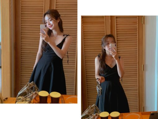 Vapetix S-M  French temperament cross V-neck waist-hugging slim solid color sleeveless suspender dress long skir - Pilt 9