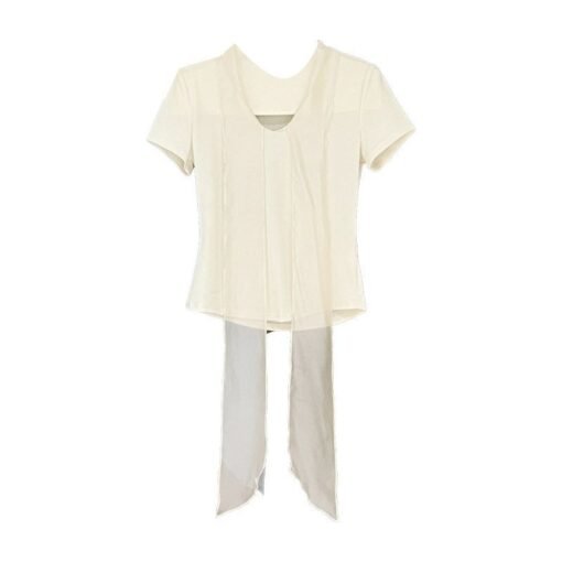 Vapetix S-L  French Elegance Elegant Bow Tie Short Sleeve Knitted T-Shirt Women Summer Unique Gorgeous Purple Sl - Kuva 9