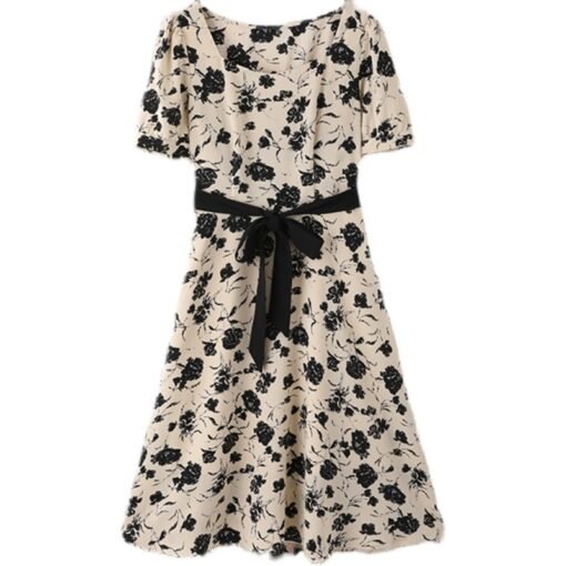 Vapetix S-2XL  Floral dress for women in summer new design niche waist slimming retro short-sleeved skirt - Pilt 9