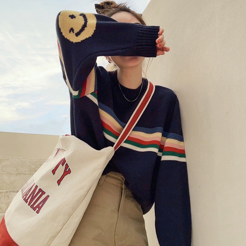 Vapetix Free Size-Free Size 2025 High Quality Autumn and Winter Sweater Knitted Sweater Lazy Style Internet Famous Loose Coat