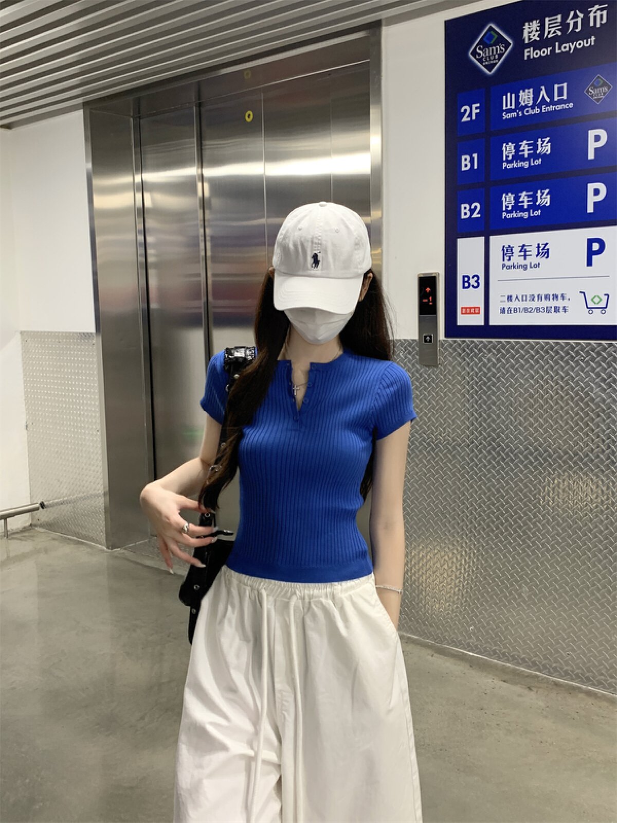 Vapetix Free Size-Free Size Photographed Summer Korean Style Fitted Crew Neck Button-up Versatile 6 Wool Knit Shirt Short Sleev