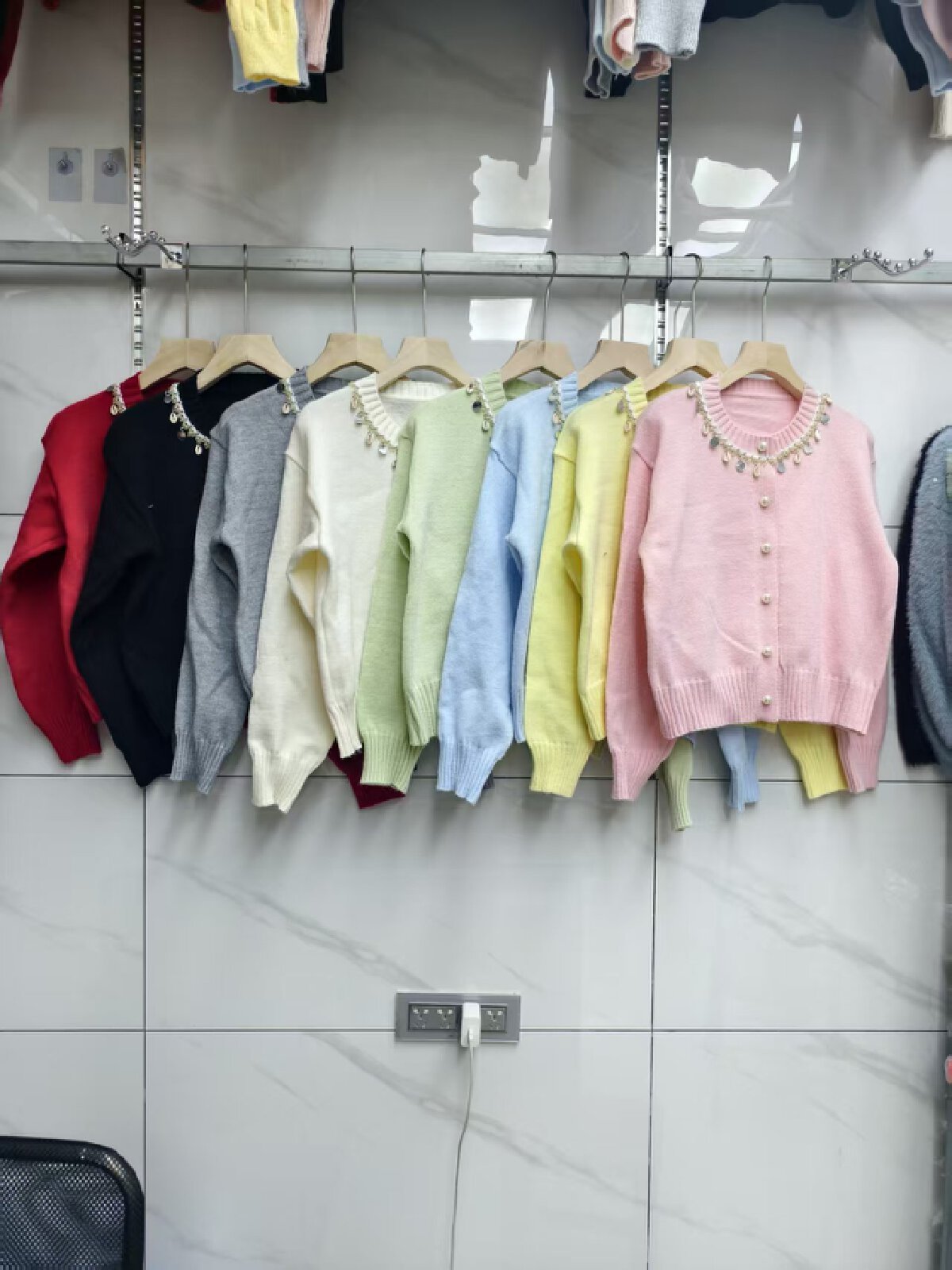 Vapetix Free Size-Free Size Autumn/Winter New Chanel-style Heavy Work Embroidered Bead Knit Cardigan Coat Korean Style Youthful