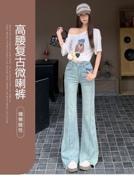 Vapetix XS-XL  Actual shoot light-colored mini-jeans for women, 2025 summer high-waisted slimming invisible horses