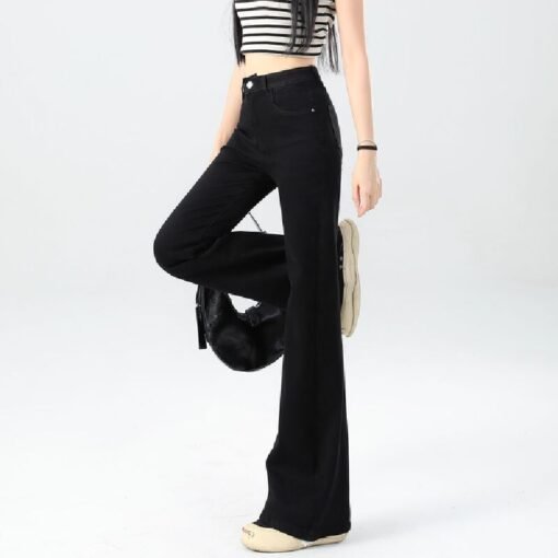 Vapetix XS-XL  High-quality black non-tight leg elastic bell-bottom jeans for women – Bild 3
