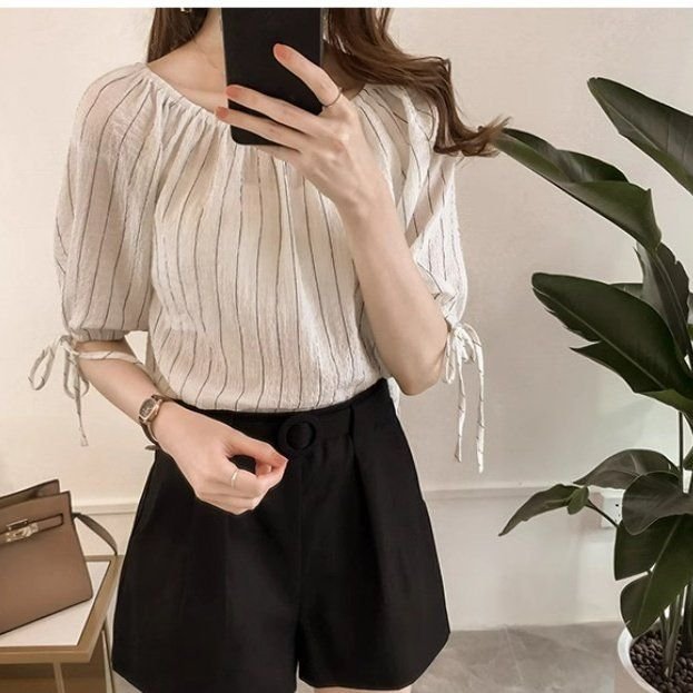 Vapetix M-XL Chic One-Shoulder Short-Sleeve T-Shirt for Women - 2025 Summer New Arrival Korean Style Slimming St