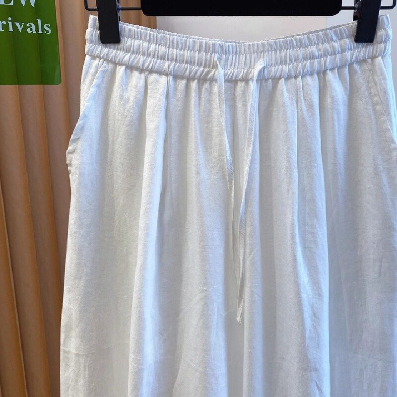 Vapetix M-4XL Special code 300 pounds unique beautiful white women's summer new loose casual 8-inch pants 9-inch