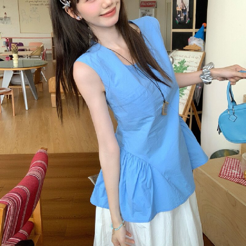 Vapetix S-L Actual shot #Yellow French-style petite bourgeoisie backless top for women, summer 2025 new Korean-